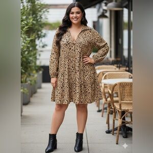 GAP Black and Tan Animal Print Dress